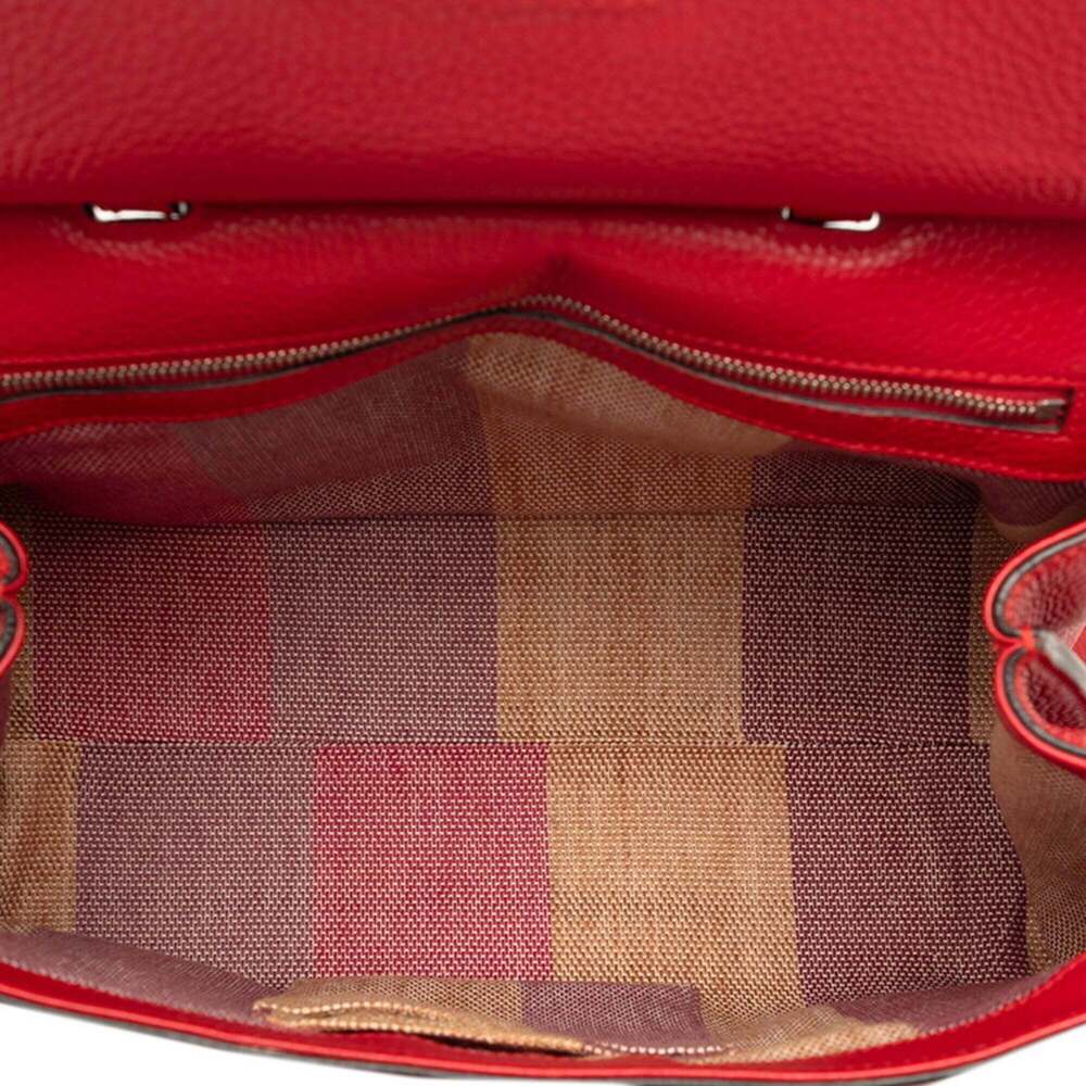 GUCCI Red Leather Bamboo Shoulder Bag - Picture 4 of 5